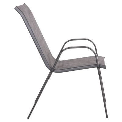 OUTDOOR ARMCHAIR LEON HM5000.41 GREY METAL FRAME & TEXTILENE-4PCS SET- 55x70x91Hcm.