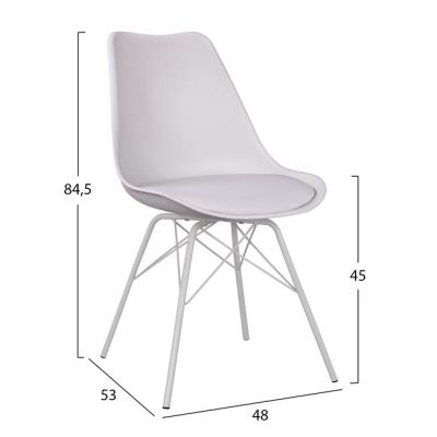 Set 5 pieces Table Sonama & Chairs Vegas White Color with metallic legs HM11023.31 120x70x76,5 cm