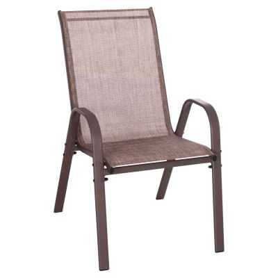 OUTDOOR ARMCHAIR LEON HM5000.42 BROWN METAL FRAME & TEXTILENE-4PCS SET- 55x70x91Hcm.