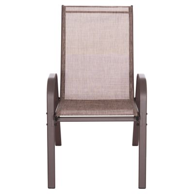 OUTDOOR ARMCHAIR LEON HM5000.42 BROWN METAL FRAME & TEXTILENE-4PCS SET- 55x70x91Hcm.