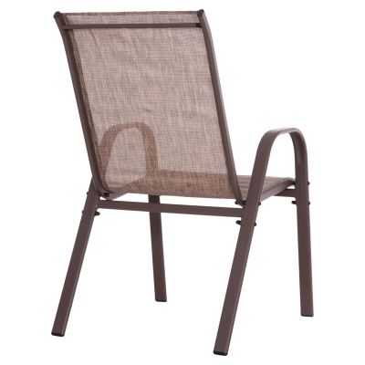 OUTDOOR ARMCHAIR LEON HM5000.42 BROWN METAL FRAME & TEXTILENE-4PCS SET- 55x70x91Hcm.