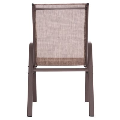 OUTDOOR ARMCHAIR LEON HM5000.42 BROWN METAL FRAME & TEXTILENE-4PCS SET- 55x70x91Hcm.