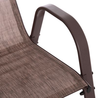 OUTDOOR ARMCHAIR LEON HM5000.42 BROWN METAL FRAME & TEXTILENE-4PCS SET- 55x70x91Hcm.