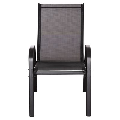 OUTDOOR ARMCHAIR LEON HM5000.43 BLACK METAL FRAME & TEXTILENE-4PCS SET- 55x70x91Hcm.