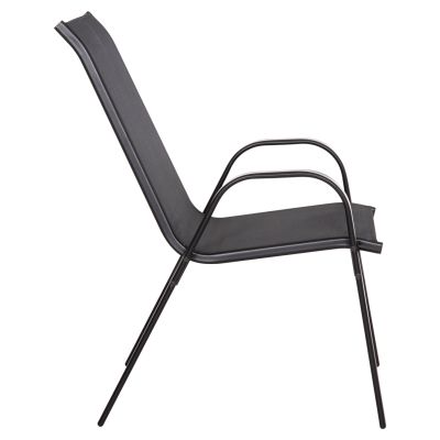 OUTDOOR ARMCHAIR LEON HM5000.43 BLACK METAL FRAME & TEXTILENE-4PCS SET- 55x70x91Hcm.