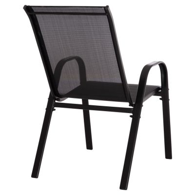 OUTDOOR ARMCHAIR LEON HM5000.43 BLACK METAL FRAME & TEXTILENE-4PCS SET- 55x70x91Hcm.