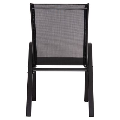 OUTDOOR ARMCHAIR LEON HM5000.43 BLACK METAL FRAME & TEXTILENE-4PCS SET- 55x70x91Hcm.