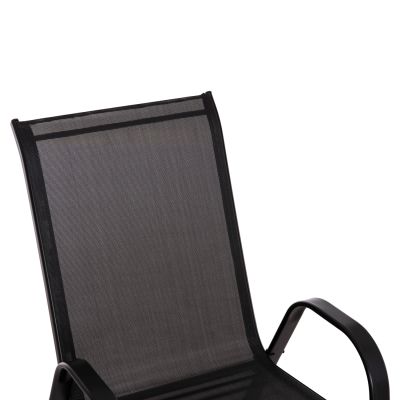 OUTDOOR ARMCHAIR LEON HM5000.43 BLACK METAL FRAME & TEXTILENE-4PCS SET- 55x70x91Hcm.