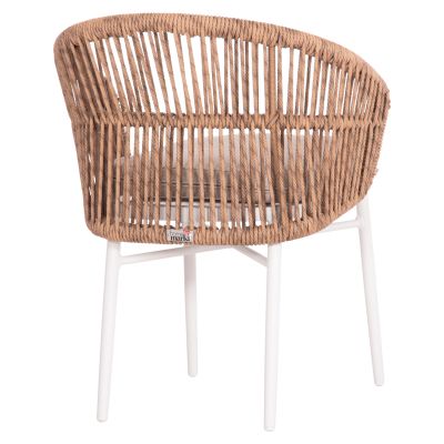 ALUMINUM ARMCHAIR ALABAMA HM6265.02 WHITE-P.E. RATTAN NATURAL-BEIGE CUSHION 58x61x75Hcm.