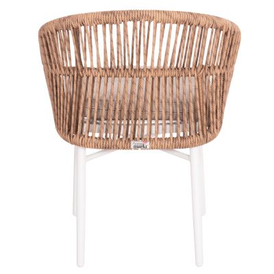 ALUMINUM ARMCHAIR ALABAMA HM6265.02 WHITE-P.E. RATTAN NATURAL-BEIGE CUSHION 58x61x75Hcm.