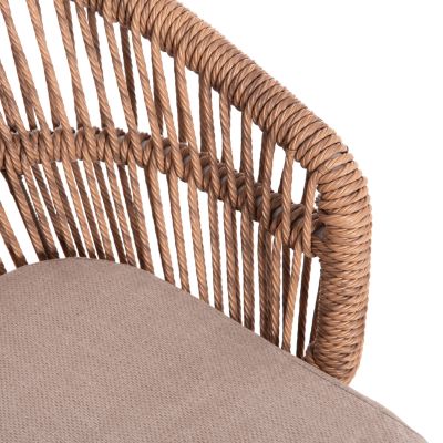 ALUMINUM ARMCHAIR ALABAMA HM6265.02 WHITE-P.E. RATTAN NATURAL-BEIGE CUSHION 58x61x75Hcm.