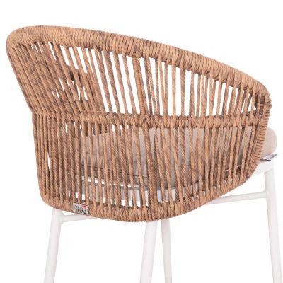 ALUMINUM ARMCHAIR ALABAMA HM6265.02 WHITE-P.E. RATTAN NATURAL-BEIGE CUSHION 58x61x75Hcm.