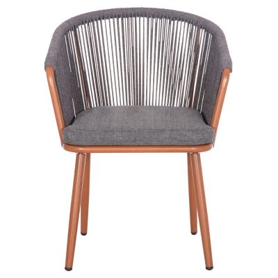 DINING CHAIR HARRIET HM5548.11 ALUMINUM BROWN FRAME-GREY P.E.ROPE 60x62x80,5Hcm.