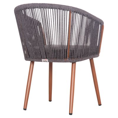 DINING CHAIR HARRIET HM5548.11 ALUMINUM BROWN FRAME-GREY P.E.ROPE 60x62x80,5Hcm.