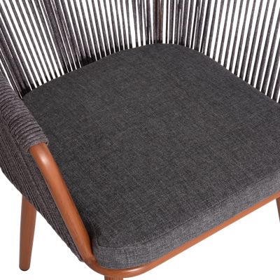 DINING CHAIR HARRIET HM5548.11 ALUMINUM BROWN FRAME-GREY P.E.ROPE 60x62x80,5Hcm.