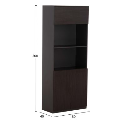 PROFESSIONAL OFFICE BOOKCASE ROSEWOOD HM2089 MELAMINE IN GREY-WENGE 80x40x200Hcm