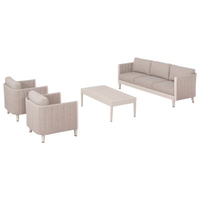 OUTDOOR LOUNGE SET 4PCS LARRY HM6188.02 CHAMPAGNE COLORED ALUMINUM-P.E. FABRIC