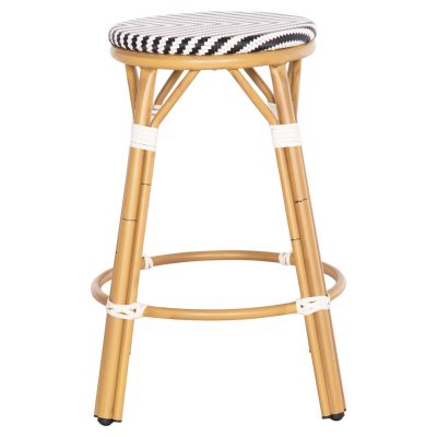 ALUMINUM MEDIUM HEIGHT BAR STOOL CHINO HM6286.03 BAMBOO LOOK & TEXTILENE BLACK 43x43x65Hcm.