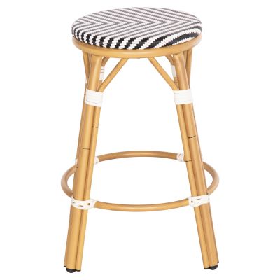 ALUMINUM MEDIUM HEIGHT BAR STOOL CHINO HM6286.03 BAMBOO LOOK & TEXTILENE BLACK 43x43x65Hcm.