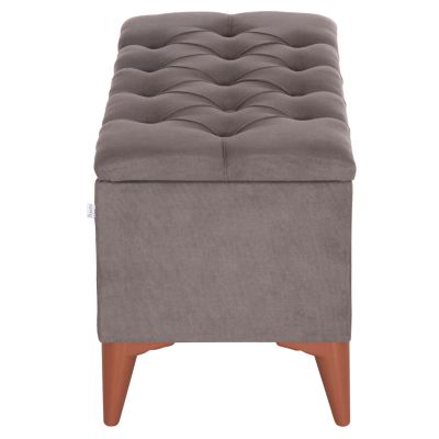 LONG STOOL-TRUNK STROL HM9261.01 GREY FABRIC QUILTED SEAT