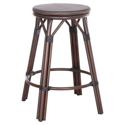 ALUMINUM MEDIUM HEIGHT BAR STOOL CHINO HM6286.01 BAMBOO LOOK & TEXTILENE IN BROWN 43x43x65Hcm.