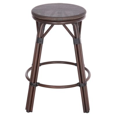 ALUMINUM MEDIUM HEIGHT BAR STOOL CHINO HM6286.01 BAMBOO LOOK & TEXTILENE IN BROWN 43x43x65Hcm.