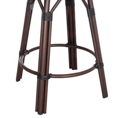 ALUMINUM MEDIUM HEIGHT BAR STOOL CHINO HM6286.01 BAMBOO LOOK & TEXTILENE IN BROWN 43x43x65Hcm.