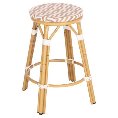 ALUMINUM MEDIUM HEIGHT BAR STOOL CHINO HM6286.04 BAMBOO LOOK IN NATURAL & TEXTILENE 43x43x65Hcm.