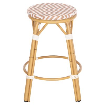 ALUMINUM MEDIUM HEIGHT BAR STOOL CHINO HM6286.04 BAMBOO LOOK IN NATURAL & TEXTILENE 43x43x65Hcm.