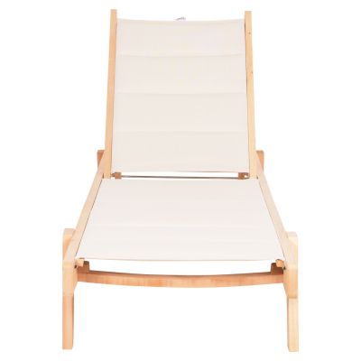 BEACH LOUNGER MILOS HM10650.01 BEECH WOOD IN NATURAL-ECRU TEXTILENE CUSHION COVER 204x65x92,5Hcm.