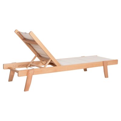 BEACH LOUNGER MILOS HM10650.01 BEECH WOOD IN NATURAL-ECRU TEXTILENE CUSHION COVER 204x65x92,5Hcm.