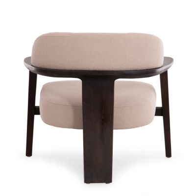 ARMCHAIR LOUNGE TRIAD SM9968 TEAK WOOD IN BLACK-CREAM WHITE FABRIC 80,5x74x66,5Hcm.