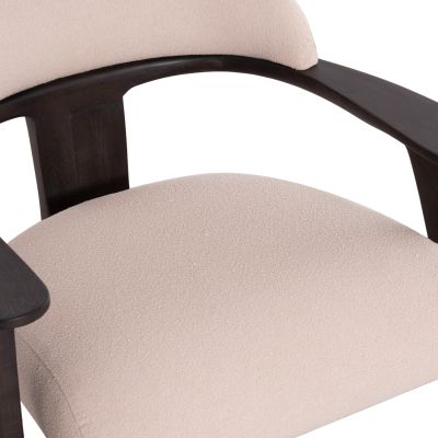 ARMCHAIR LOUNGE TRIAD SM9968 TEAK WOOD IN BLACK-CREAM WHITE FABRIC 80,5x74x66,5Hcm.