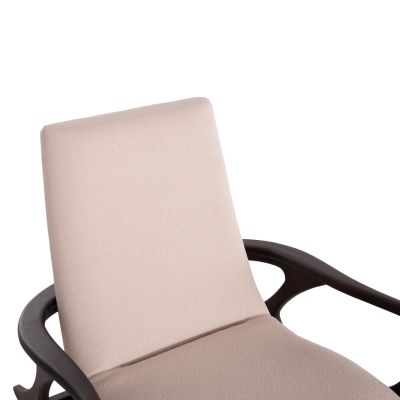 ARMCHAIR LOUNGE ARYA SM9969 TEAK WOOD IN BLACK-CREAM WHITE BOUCLE FABRIC 79x88x83Hcm.