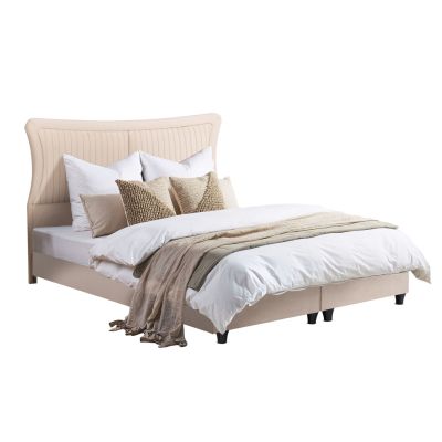 DOUBLE BED NESTOR HM715 BEIGE VELVET FOR MATTRESS 160x200cm.
