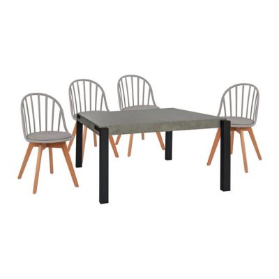 Set 5 pieces Table 140x88x75 cm MDF with chairs Alina HM11173