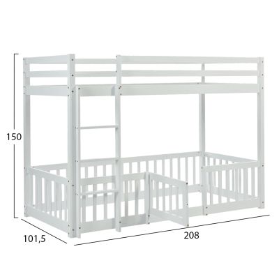CHILDREN'S BUNKBED t.MONTESSORI PLAYKID WITH PLAYPARK HM703.03 PINE WOOD IN WHITE FOR 190x90cm..