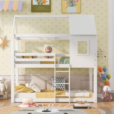 CHILDREN'S BUNKBED HOOD HM705.03 PINE WOOD IN WHITE-MATTRESSES 190x90cm.