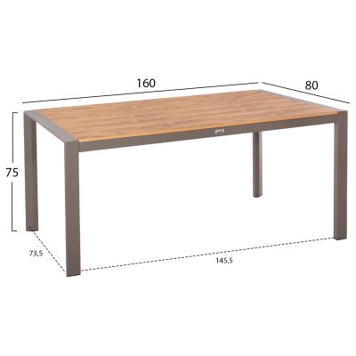 OUTDOOR DINING TABLE GOYA HM6059.04 ALUMINUM IN CHAMPAGNE & POLYWOOD TABLETOP 160X80Χ75Hcm.