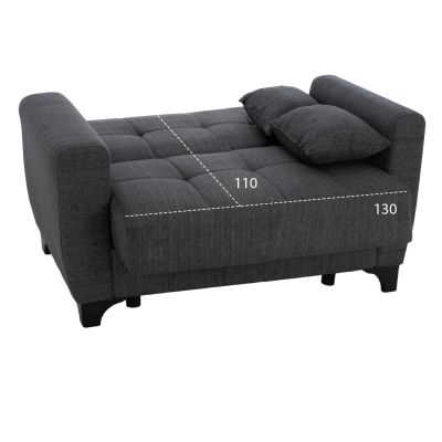 HM3243.03 2-SEATER SOFA-BED, TALL BACK, GREY, 160x84x88cm