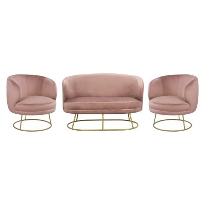 LIVING ROOM SET IN DUSTY PINK VELVET WITH GOLDEN BASE HM11051.02