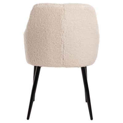 ARMCHAIR SHELLY HM8591.02 TEDDY FABRIC IN WHITE-BLACK METAL LEGS 57x55x87Hcm.