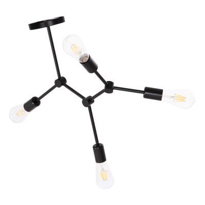 CEILING PENDANT 4-LIGHT FIXTURE LIGHTY HM7405.11 BLACK METAL 57x5x52Hcm.