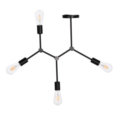 CEILING PENDANT 4-LIGHT FIXTURE LIGHTY HM7405.11 BLACK METAL 57x5x52Hcm.
