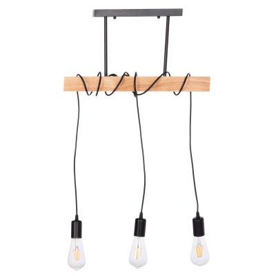 CEILING PENDANT 3-LIGHT FIXTURE VOLKS HM4658 METAL-WOOD 49.5x5x134.5Hcm.