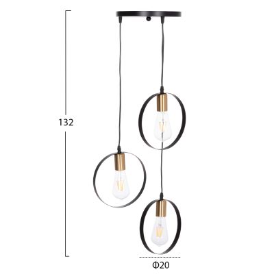 CEILING PENDANT 3-LIGHT LAMP KRENT HM7426.11 BLACK-GOLD Φ23,5x132Hcm.