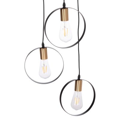 CEILING PENDANT 3-LIGHT LAMP KRENT HM7426.11 BLACK-GOLD Φ23,5x132Hcm.