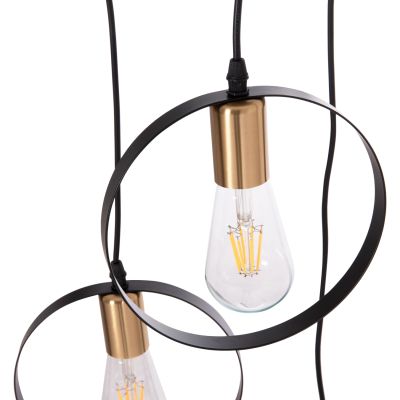 CEILING PENDANT 3-LIGHT LAMP KRENT HM7426.11 BLACK-GOLD Φ23,5x132Hcm.