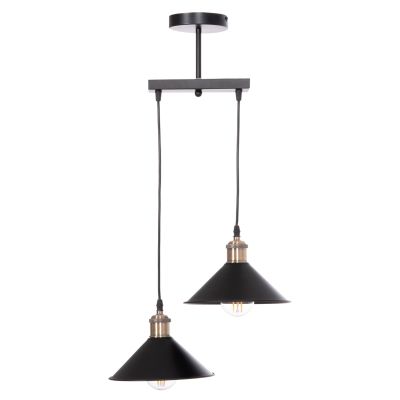 CEILING PENDANT 2-LIGHT BELL HM7531.11 BLACK METAL-BRONZE SOCKET Φ21,5x135Hcm.