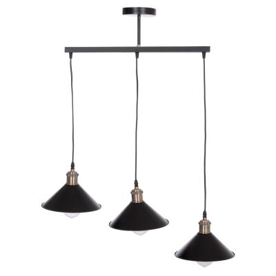 CEILING PENDANT 3-LIGHT BELL HM7533.11 BLACK METAL-BRONZE SOCKET Φ21,5x128Hcm.